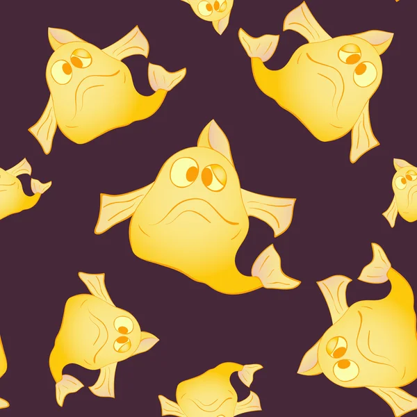 Dark seamless background. The yellow fish — 스톡 벡터