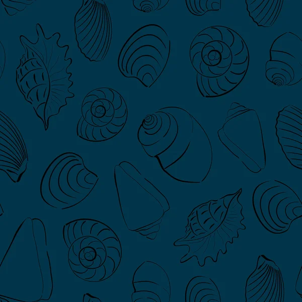Seashells blu senza cuciture sfondo — Vettoriale Stock