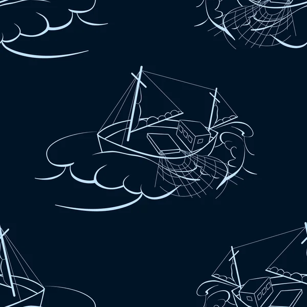 Bir balıkçı gemisi. Sorunsuz arka plan