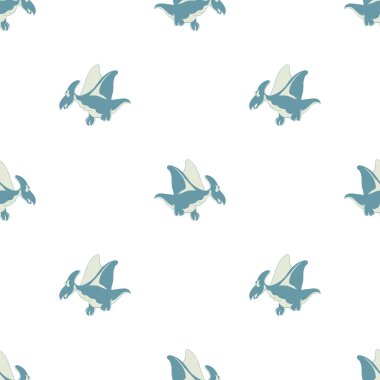 Beyaz bir arka plan üzerinde uçan dinozor