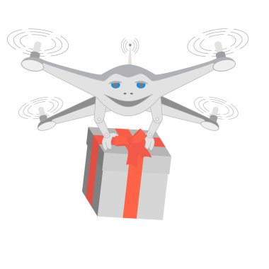 Drone hediyeler sunar. İzoleli