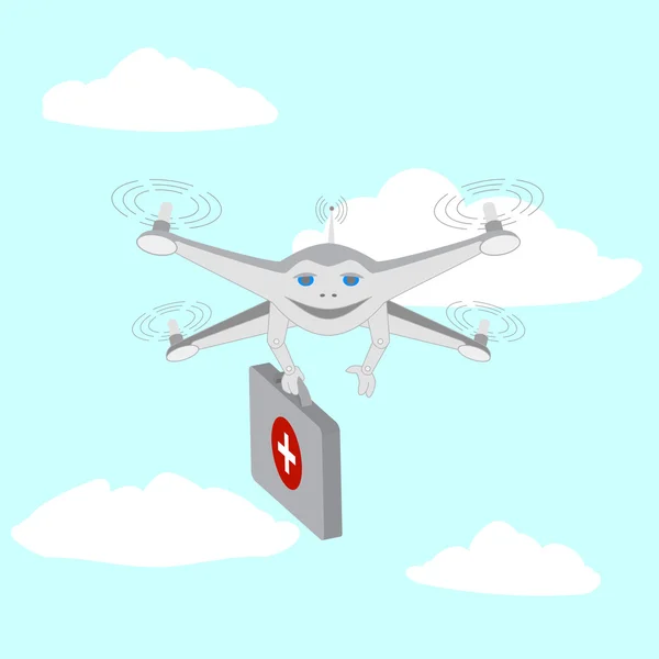 Drone, pohotovostní lékařskou brašnu — Stockový vektor
