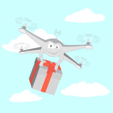 Drone komik hediyeler sunar.