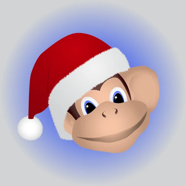 Μαϊμού σε ένα καπάκι Santa — Διανυσματικό Αρχείο