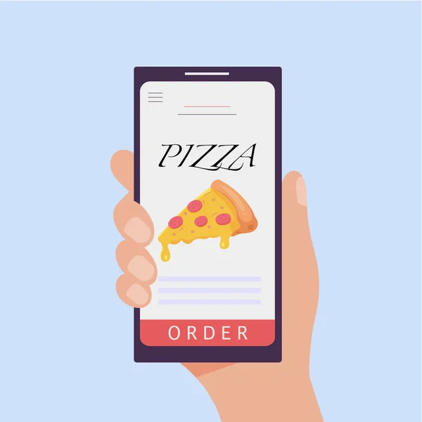 Rendeljen Pizzát Online Telefonon — Stock Vector