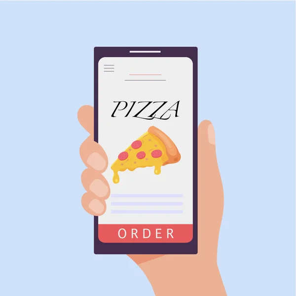 Encomendar Pizza Line Por Telefone — Vetor de Stock