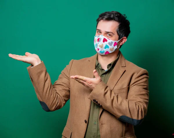 Guy Jas Gezichtsmasker Groene Achtergrond — Stockfoto