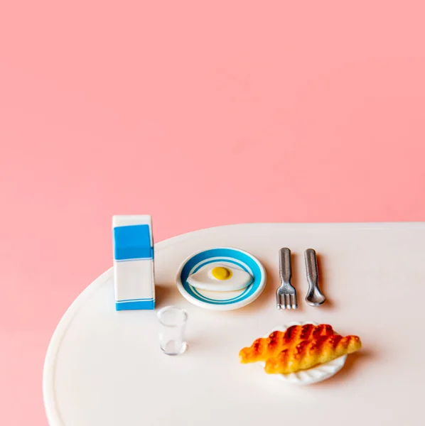 Kahve Fincanı Çörekler Masada Yumurta — Stok fotoğraf
