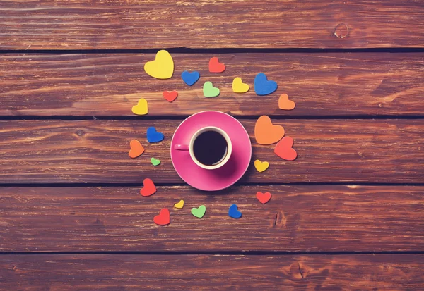 Cup of coffee with heart shapes — Stockfoto