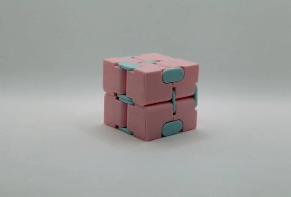 Cube Infini Rose Bleu Avec Fond Blanc — Photo