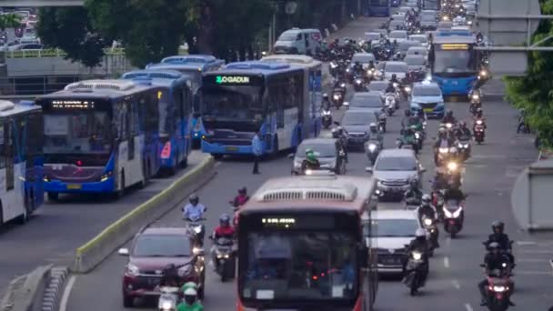 Jakarta Indonesia June 2021 Crowded Atmosphere Trans Jakarta Bus Passengers — Stock Video