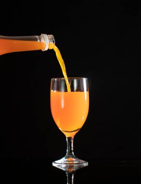 Portakal şurubunu bardağa dök..