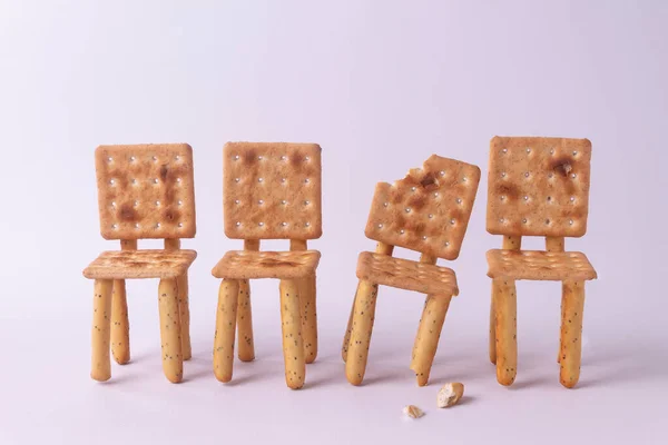 Figures Chairs Made Cookies White Background — Stock Photo, Image