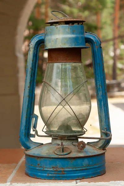 old rusty kerosene lamp, close up