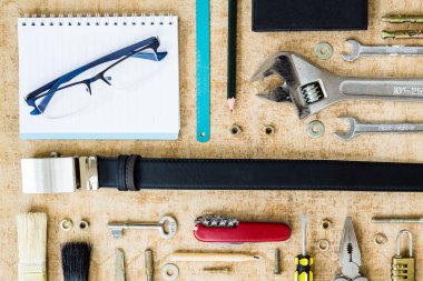 Adamın aksesuarları Üstten Görünüm