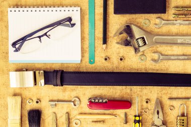 Adamın aksesuarları Üstten Görünüm