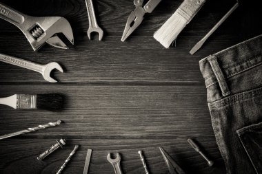 Üzerinde araçları kopya alanı ile ahşap