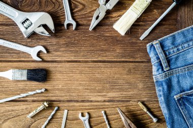 Üzerinde araçları kopya alanı ile ahşap