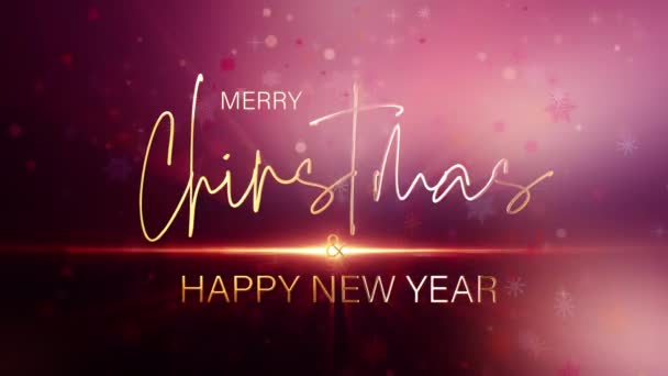 Feliz Navidad Feliz Año Nuevo Letras Brillantes Doradas Con Hermosa — Vídeos de Stock