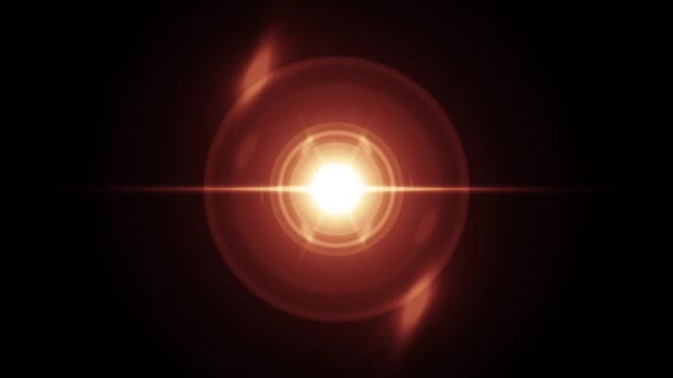 抽象的な軌道エネルギー効果を持つシームレスループ光レンズフレア効果揺れと光バースト サイエンスタイトルの紹介 VjループのためのSf太陽宇宙軌道エネルギーを持つ4Kオレンジのレンズのセンス効果 — ストック動画
