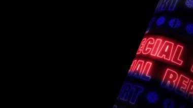 Özel Rapor 3D dijital metin kaydırma LED silindir Ekranı Hafif Ekranlı Döngüsüz Canlandırma 4K Arkaplan. Metnin veya çizimin için kopyalama alanı olan Özel Rapor LED Tüpü Paneli.