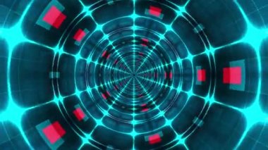 Soyut Fütürist Teknoloji Çemberleri Dijital Şebeke Şablonu ile radikal. 4K UHD Döngülü Canlandırma Arkaplanı. Teknoloji sektörü sunumu, VJ döngüsü veya tasarım konsepti için minimal geometrik animasyon.