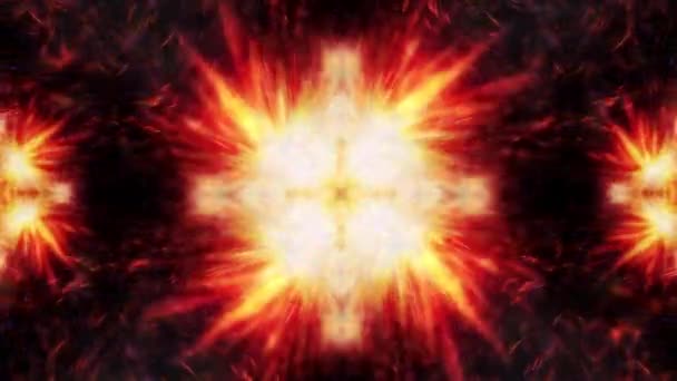 Caleidoscópio Hipnótico Loops Fogos Artifício Explosivos Céu Laço Psíquico Seamless — Vídeo de Stock