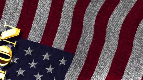 Val Nyheter Gyllene Text Vinka Amerikansk Flagga Rendering Usa Val — Stockvideo