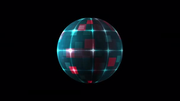 Abstract Seamless Loop Animated Spherical Object Futuristic Technology Grid Rotation — Stock Video