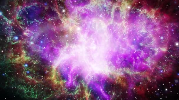 无缝圈太空探索蟹星云 脉冲星超新星星系动画 在星域和星系中穿梭这张照片的内容由Nasa提供 3D渲染循环动画 — 图库视频影像