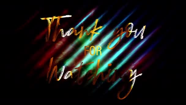 Thank You Watching Golden Text Light Glowing Effect Beautiful Artistic — стоковое видео