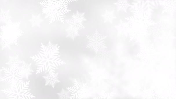 Bezszwowa Pętla Górny Widok Płatek Śniegu Spada Biały Okresie Zimowym — Wideo stockowe