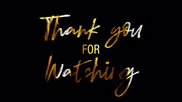 Thank You Watching Golden Handwritten Text Light Glowing Effect Isolated — Stock Video