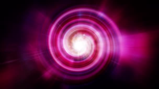 色彩斑斓的卷曲螺旋圈背景 3D带圆波的心理色彩背景在中心移动 魔法光在慢动作中的涡旋流 — 图库视频影像