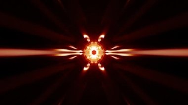 Soyut dönüş şablonu ışık dönüşümleri arka plan. 4K pürüzsüz turuncu, gizemli ışık siyah üzerinde dönüyor. Dinamik dijital büyü enerji kaleydoskopu dalgalanır ve hipnotize edilir.. 