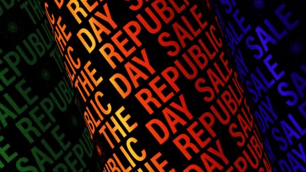 République Day Sale Vert Orange Bleu Lettres Tube Rotation Animation — Video