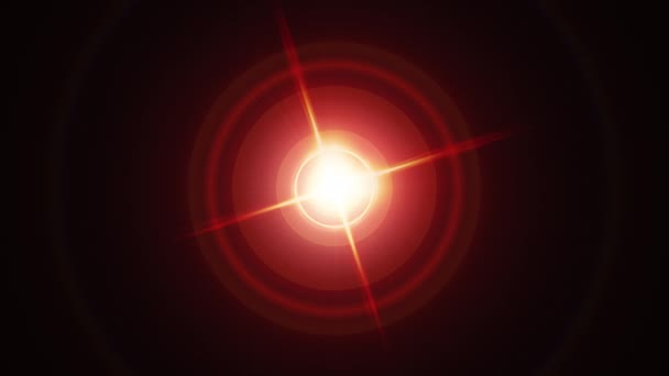 概要光レンズフレアスポットライトストリーク回転アニメーションの背景をちらつきループセンター 4Kシームレス動的動的明るいエネルギー星の光の光の効果光の縞が回転します — ストック動画