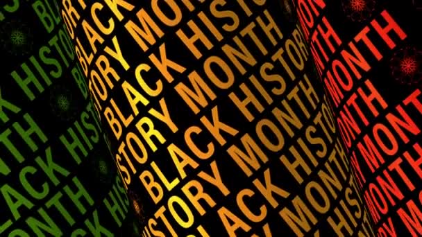 Zwarte Geschiedenis Maand Tube Tekst Draaiend Zwarte Achtergrond Rendering Tekst — Stockvideo