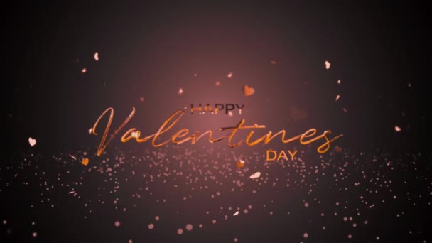 Animación Las Palabras Feliz Día San Valentín Escritas Letras Oro — Vídeos de Stock