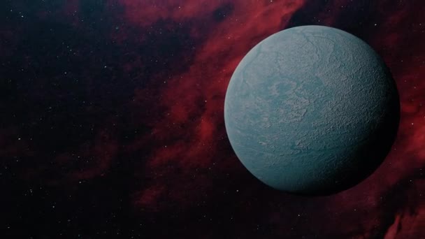 Ruimtereizen Video Weergave Blauwe Buitenaardse Planeten Boven Een Gloeiende Rode — Stockvideo