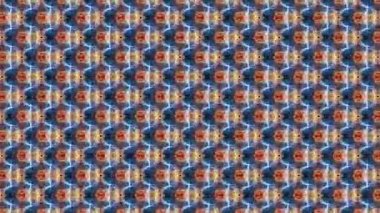 Çok Renkli Hipnotik Psikedelik Renkli Kaleydoskopik Mandala Dikey Matrisinin Soyut Döngü Hareketi. 4K VJ Motion Arkaplan Döngüsü. Kusursuz sonsuz soyut geometrik şekil değiştirme animasyonu.