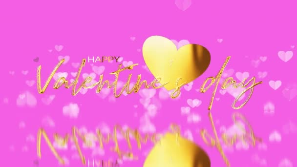 Animación Loop Feliz Día San Valentín Letras Texto Oro Con — Vídeo de stock