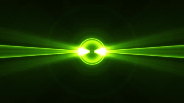 Symmetrische Optische Grüne Neonlinsen Optik Leuchten Einer Nahtlosschleife Mit Leuchtender — Stockvideo