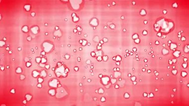 Pembe arkaplanda patlayan kalpler. Merkez yatay çizgiden birçok kalp patlıyor. Sevgililer Günü kutlaması, düğün aşkı, anneler günü için 4K kusursuz döngü şablonu.