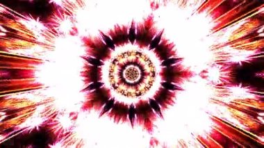 Soyut 4K dikişsiz döngü kırmızı mandala kaleydoskop havai fişek dizisi şablonları Etkinlikler, Arka plan, Arka plan, Giriş, Yoga, Kulüp, Gösteriler için dönüşüm arkaplanı. Güzel parlak süs hareketi.
