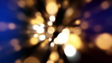 Mavi Bokeh Patlaması ve siyah arkaplanda çok renkli ışık sızıntıları. 4K döngülü Altın Bokeh patlamalı lamba ışığı efekti. Kutlama için soyut bir arkaplan. Ortasında ışık ve ışık var..