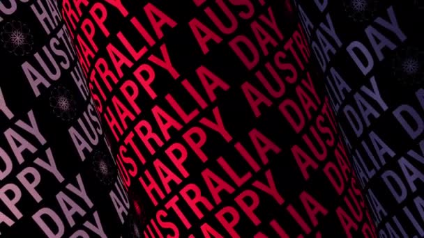 Glad Australien Dag Text Ord Röret Roterande Animation Sömlös Loop — Stockvideo
