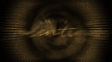 Sevgililer günün kutlu olsun 4K 3D Animasyon Sihirli Sinema Karavanı başlığı cazibeli arka plan konsepti. Sevgililer Günü 'nüz kutlu olsun. Güzel, bulanık, sihirli, altın bir bohçayla çevrili altın bir metin..