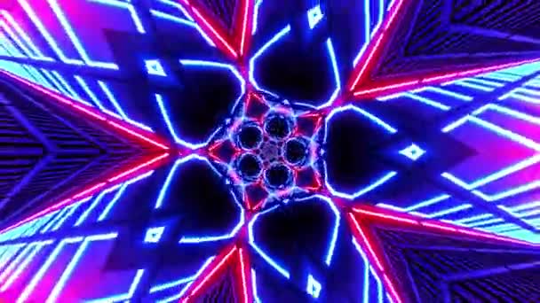 Abstracte Neon Lichten Roteren Naadloze Lus Motion Graphics Animatie Achtergrond — Stockvideo