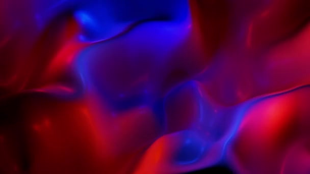 Rendering Blu Rosso Colori Neon Superficie Ondulata Fluido Metallico Movimento — Video Stock